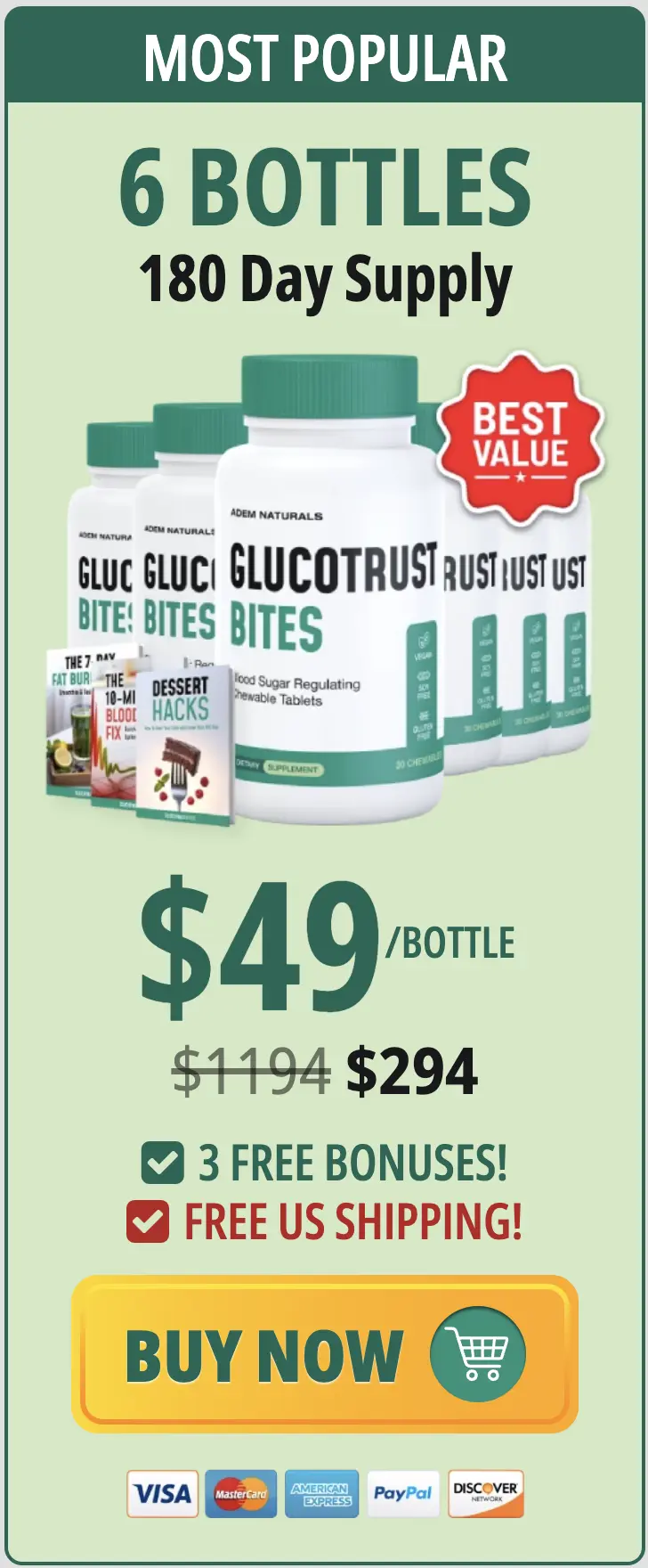 Glucotrust Bites 6 bottles